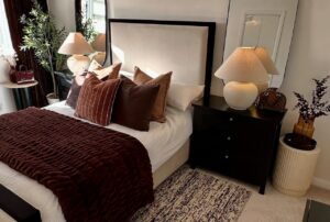 How to Style a Dark Feminine Bedroom When You’re Stuck With White Walls (and a Small Budget)